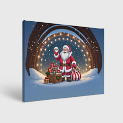 Холст прямоугольный Санта с мешком подарков, цвет: 3D-принт