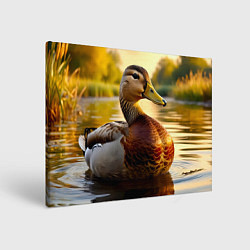 Холст прямоугольный Утка на пруду, цвет: 3D-принт