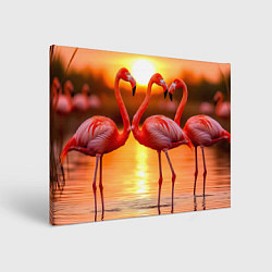 Холст прямоугольный Розовый закат с фламинго, цвет: 3D-принт