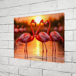 Холст прямоугольный Розовый закат с фламинго, цвет: 3D-принт — фото 2