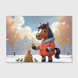 Холст прямоугольный Лошадка на зимней прогулке, цвет: 3D-принт — фото 2