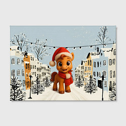 Холст прямоугольный Милая новогодняя лошадка с шарфом, цвет: 3D-принт — фото 2