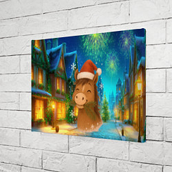 Холст прямоугольный Новогодняя лошадка жует елочные ветки, цвет: 3D-принт — фото 2