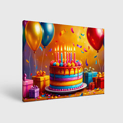 Холст прямоугольный Радуга праздничного торта, цвет: 3D-принт