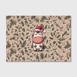 Холст прямоугольный Новогодняя лошадка на фоне елочных веток, цвет: 3D-принт — фото 2