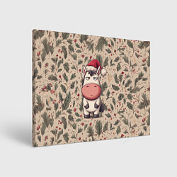 Холст прямоугольный Новогодняя лошадка на фоне елочных веток, цвет: 3D-принт