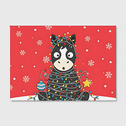 Холст прямоугольный Лошадка в новогодних огоньках, цвет: 3D-принт — фото 2