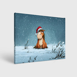 Картина прямоугольная Недовольная новогодняя лошадка