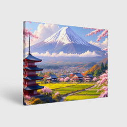 Холст прямоугольный Сакура у подножия Фудзиямы, цвет: 3D-принт