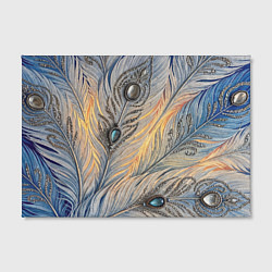 Холст прямоугольный Синие перья с самоцветами, цвет: 3D-принт — фото 2