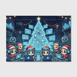 Холст прямоугольный Новогодние котики айтишники, цвет: 3D-принт — фото 2