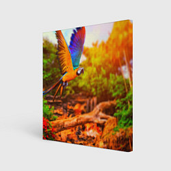 Холст квадратный Взмах попугая, цвет: 3D-принт