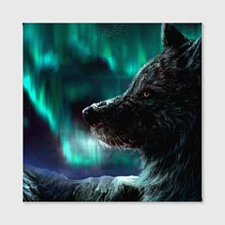 Холст квадратный Волк: северное сияние, цвет: 3D-принт — фото 2