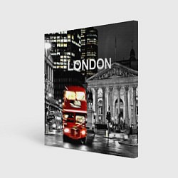 Холст квадратный Лондон - ночной автобус, цвет: 3D-принт