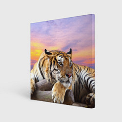 Холст квадратный Тигр на закате, цвет: 3D-принт