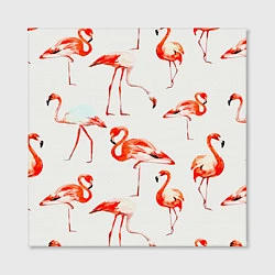 Холст квадратный Оранжевые фламинго, цвет: 3D-принт — фото 2