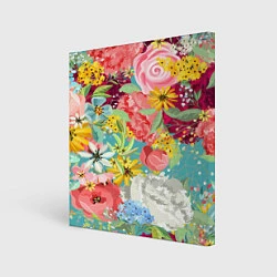 Холст квадратный Букет цветов, цвет: 3D-принт