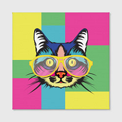 Холст квадратный Поп-арт котик, цвет: 3D-принт — фото 2