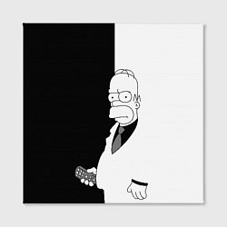 Холст квадратный Гомер Симпсон - в смокинге - black and white, цвет: 3D-принт — фото 2