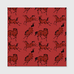 Холст квадратный Красные кони, цвет: 3D-принт — фото 2