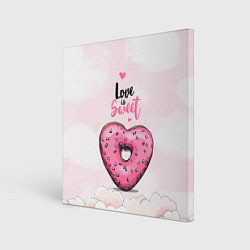 Холст квадратный Пончик сердечко, цвет: 3D-принт