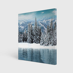 Холст квадратный Зимний лес, цвет: 3D-принт