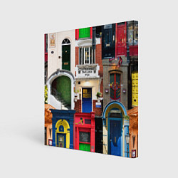 Холст квадратный London doors цифровой коллаж, цвет: 3D-принт
