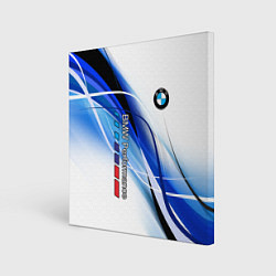 Холст квадратный BMW волны - blue-white, цвет: 3D-принт