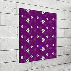 Холст квадратный Узор цветы на фиолетовом фоне, цвет: 3D-принт — фото 2