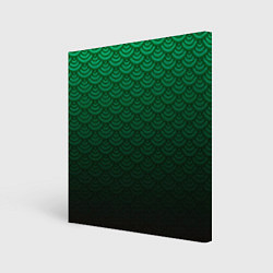 Холст квадратный Узор зеленая чешуя дракон, цвет: 3D-принт