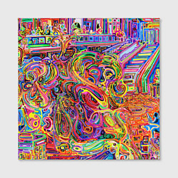 Холст квадратный НЕОНОВЫЕ ЛИНИИ АБСТРАКЦИЯ, цвет: 3D-принт — фото 2