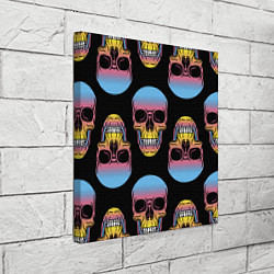 Холст квадратный Neon skull!, цвет: 3D-принт — фото 2