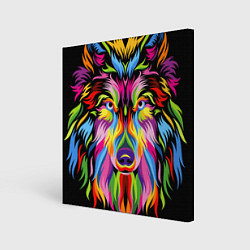 Холст квадратный Neon wolf, цвет: 3D-принт