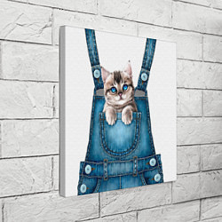 Холст квадратный КОТЕНОК В КАРМАНЕ, цвет: 3D-принт — фото 2