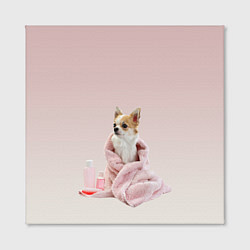 Холст квадратный Собачка полотенце процедуры, цвет: 3D-принт — фото 2