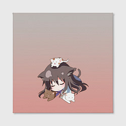 Холст квадратный Малышка спит ушки котики, цвет: 3D-принт — фото 2