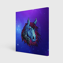 Холст квадратный Retrowave Neon Horse, цвет: 3D-принт