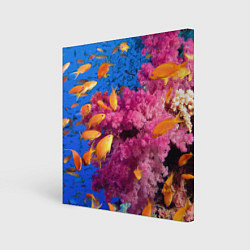 Холст квадратный Коралловые рыбки, цвет: 3D-принт