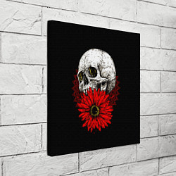 Холст квадратный Череп и Красный Цветок Skull, цвет: 3D-принт — фото 2