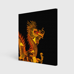 Холст квадратный Золотой китайский дракон, цвет: 3D-принт