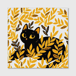 Холст квадратный Кот и осень, цвет: 3D-принт — фото 2