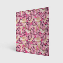 Холст квадратный Розовый тропический узор, цвет: 3D-принт