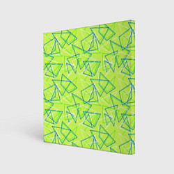 Холст квадратный Абстрактный неоновый зеленый, цвет: 3D-принт