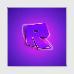 Холст квадратный ROBLOX NEON LOGO РОБЛОКС, цвет: 3D-принт — фото 2