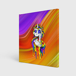 Холст квадратный Единорог Unicorn Rainbow Z, цвет: 3D-принт