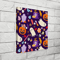 Холст квадратный HALLOWEEN BTS BT21 PATTERN БТ21 БТС ХЕЛЛОУИН, цвет: 3D-принт — фото 2