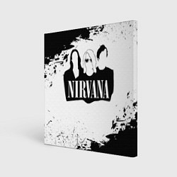 Холст квадратный Нирвана Рок Группа Гранж ЧБ Nirvana, цвет: 3D-принт