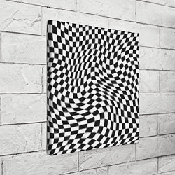 Холст квадратный Черно-белая клетка Black and white squares, цвет: 3D-принт — фото 2