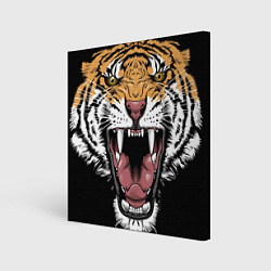 Холст квадратный Оскал амурского тигра, цвет: 3D-принт