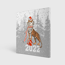 Холст квадратный Тигр с подарками, цвет: 3D-принт